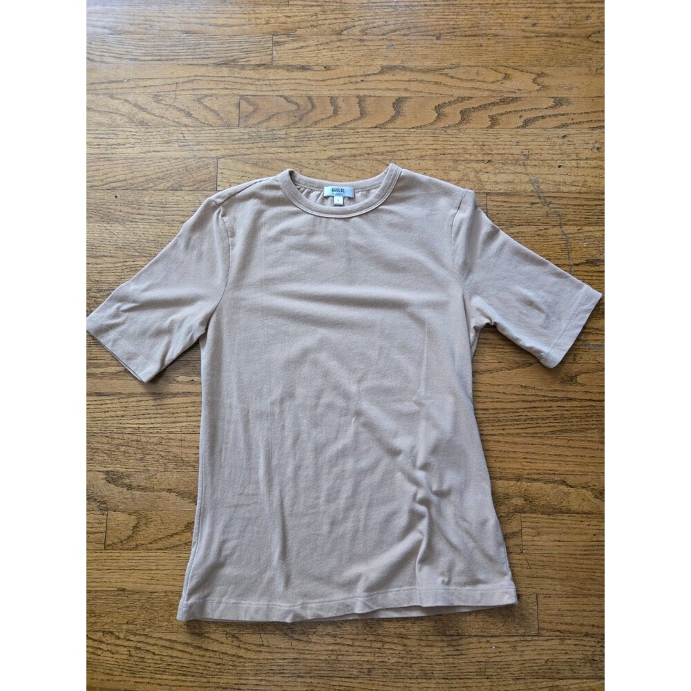 Agolde Women's Ellie Top Size Large Tan 3/4 Sleeve Fitted